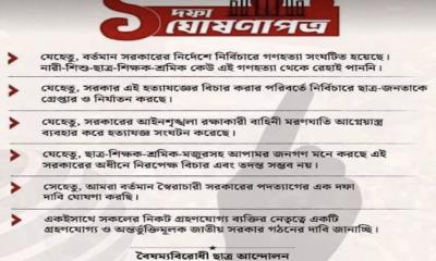 এক দফার ঘোষণাপত্রটি ভুয়া বললেন সমন্বয়ক আসিফ মাহমুদ