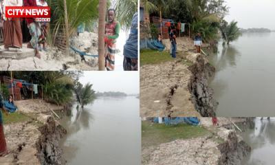 সাতক্ষীরার চাপড়া বেড়ী বাঁধে আবারও ভয়াবহ ভাঙ্গন