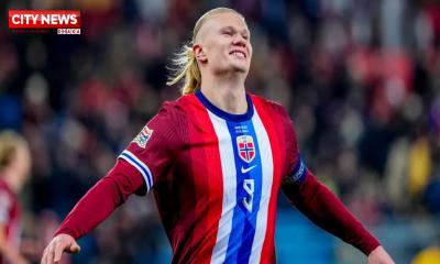 Erling Haaland scored a hat-trick as Norway thrashed Kazakhstan to seal promotion